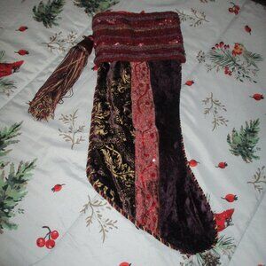 Stunning Bombay Store Christmas elegant Beaded Stocking NWT